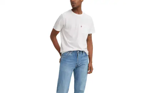 Levis T Shirts Men's White Crew Neck Moderate Straight Fit