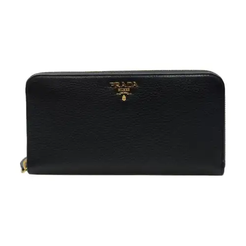 PRADA Cow Leather Wallet Women's Black