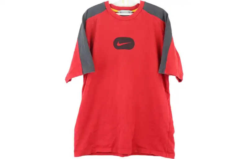 Nike T Shirts Men's Red Crew Neck Moderate Straight Fit