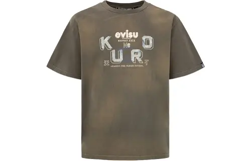 EVISU T Shirts Men's Gray Crew Neck Moderate Straight Fit