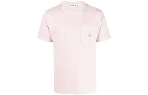 STONE ISLAND T Shirts Men's Pink Crew Neck Moderate Straight Fit