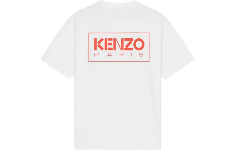 KENZO Letter Logo T Shirts Men's White Crew Neck Moderate Straight Fit