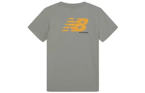New Balance T Shirts Unisex Army Green Crew Neck Moderate Straight Fit