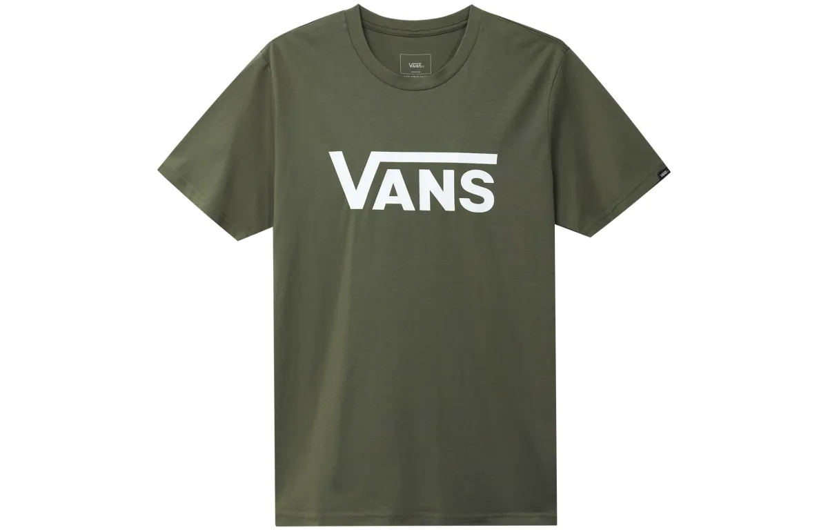 Vans T-Shirts Men's Army Green Crew Neck Moderate Straight Fit