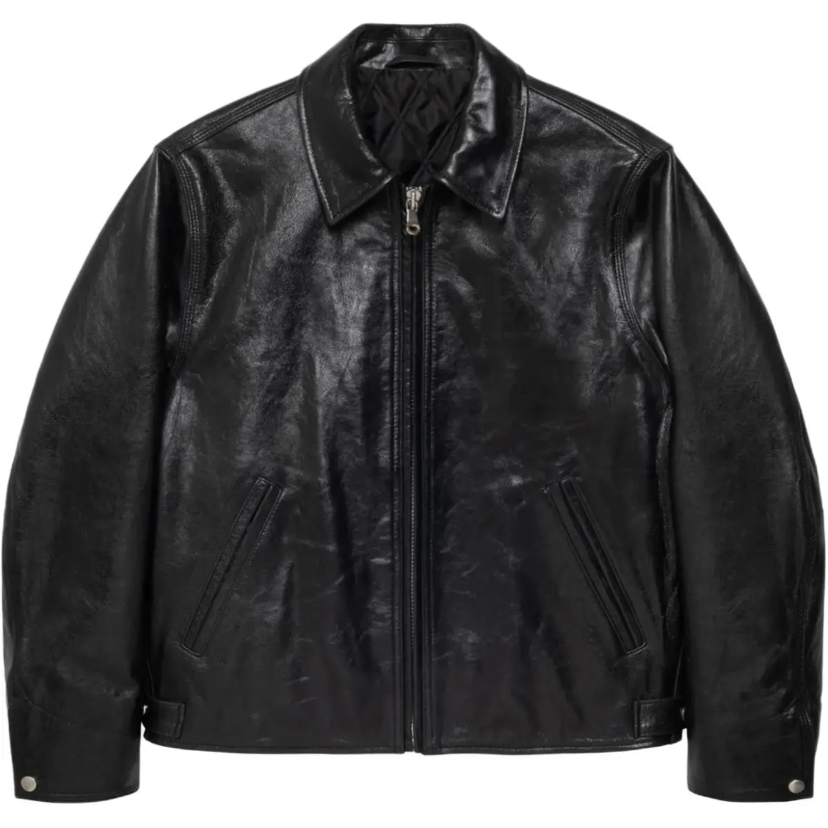 Stussy Leather Jacket Unisex Black