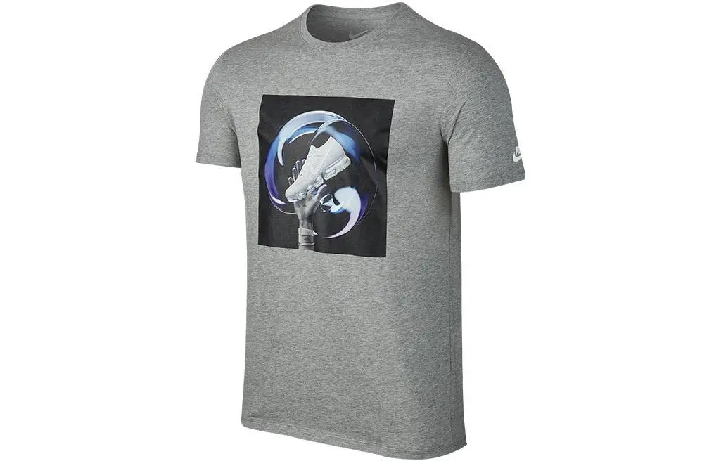 Nike T-Shirts Men's Gray Crew Neck Moderate Straight Fit