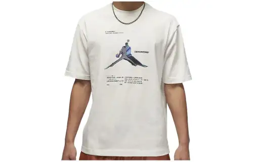 Jordan T Shirts Men's White Crew Neck Moderate Straight Fit