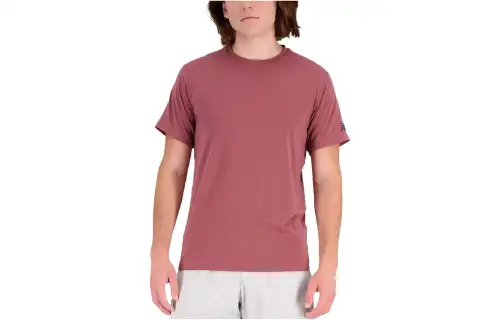 New Balance T Shirts Men's Red Crew Neck Moderate Straight Fit