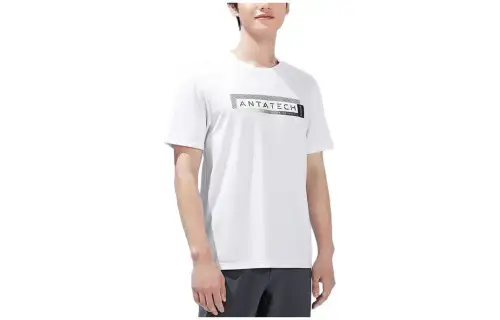 ANTA T Shirts Men's White Crew Neck Moderate Straight Fit