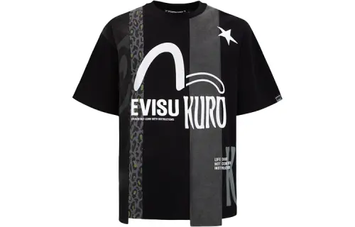 EVISU SS22 Straight Fit T Shirt Men's Black