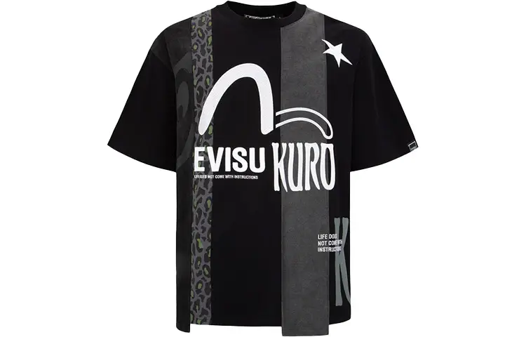EVISU SS22 Straight Fit T Shirt Men's Black