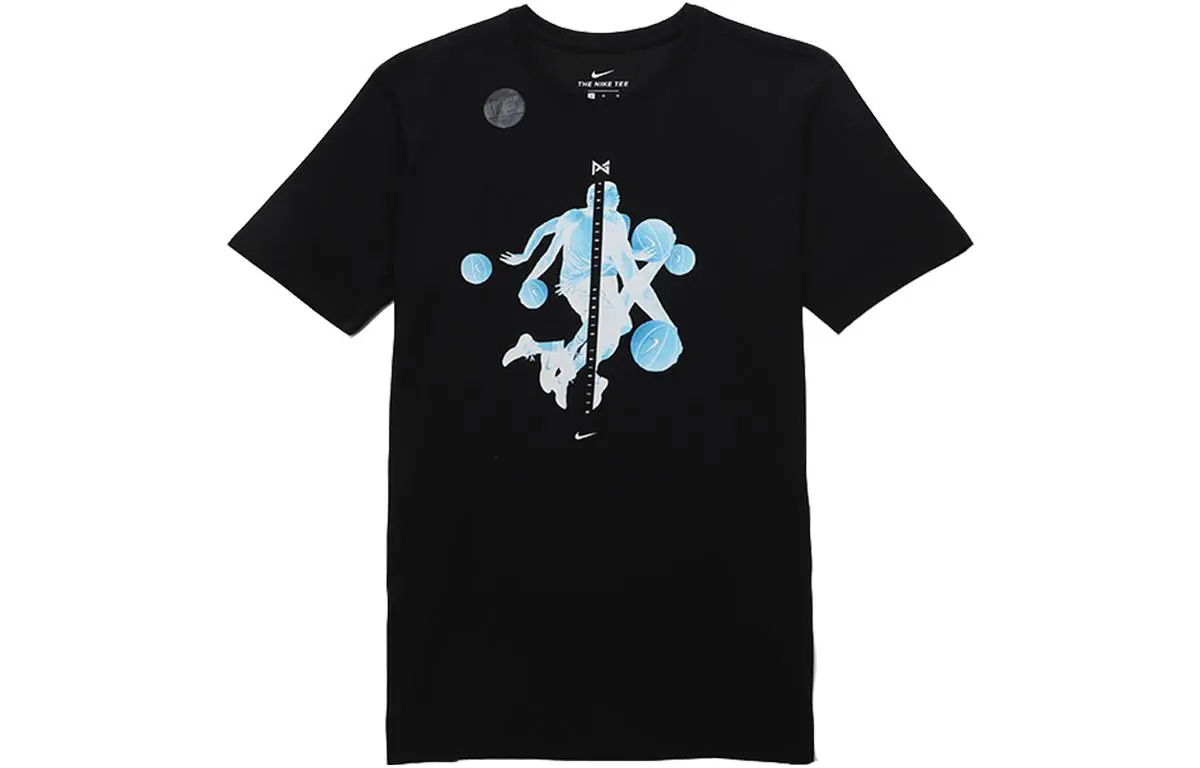 Nike T-Shirts Men's Black Crew Neck Moderate Straight Fit