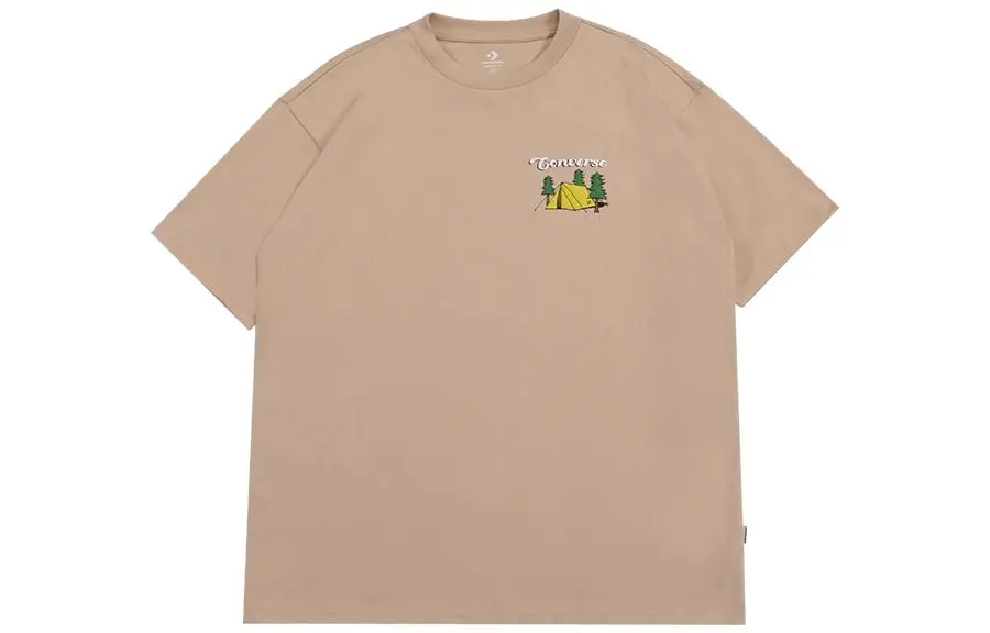 Converse T-Shirts Men's Khaki Crew Neck Moderate Straight Fit