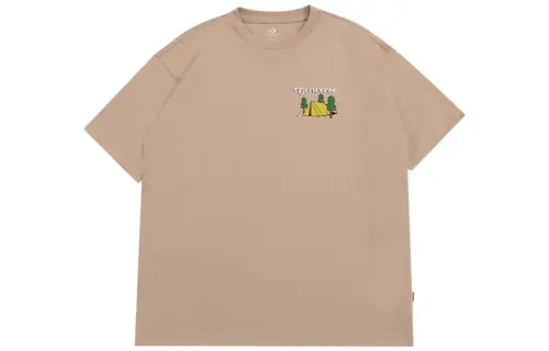 Converse T Shirts Men's Khaki Crew Neck Moderate Straight Fit