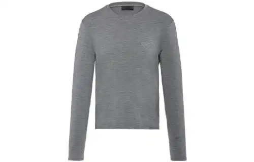 PRADA T Shirts Men's Gray Crew Neck Moderate Straight Fit