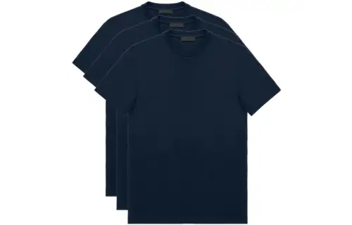PRADA T Shirts Men's Marine Blue Crew Neck