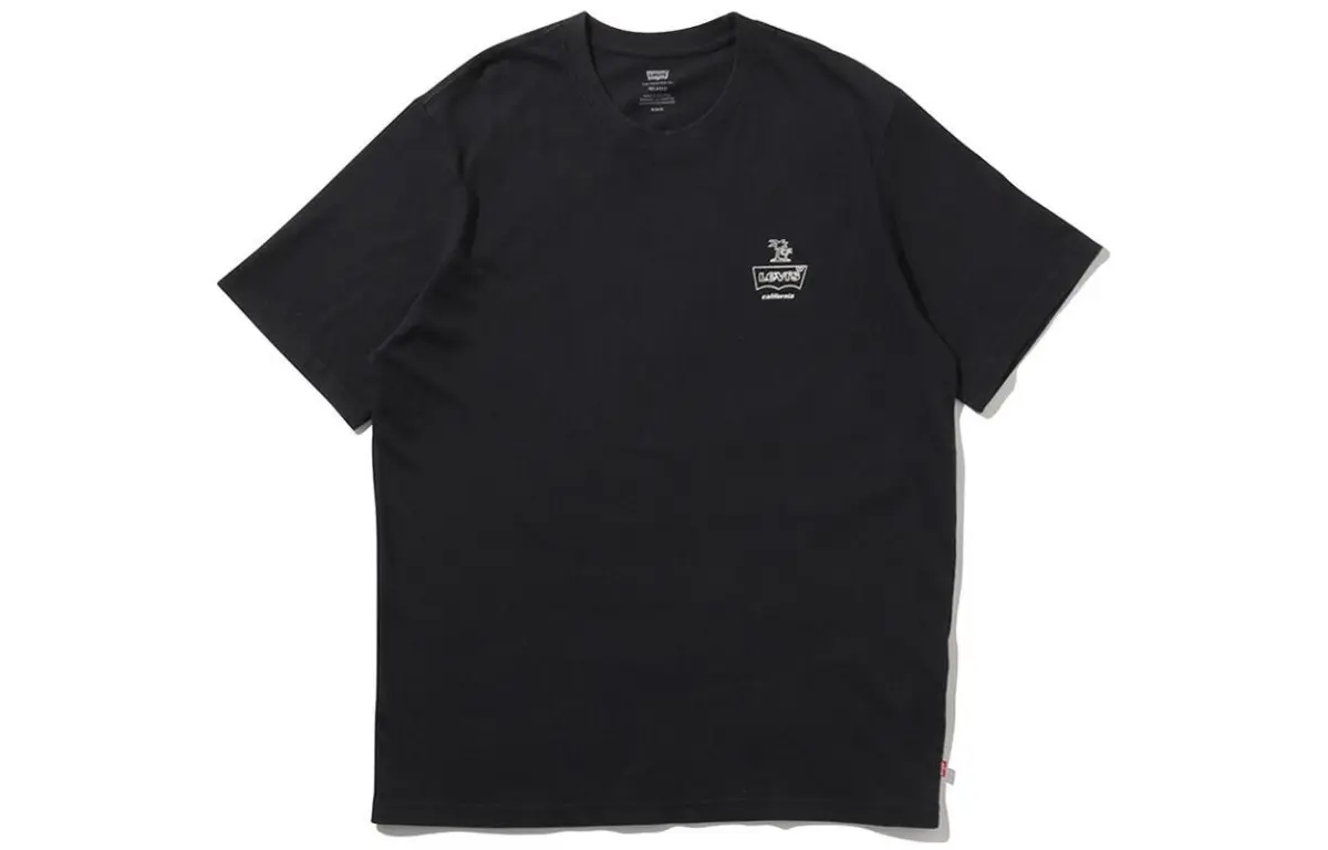 Levi's T-Shirts Men's Black Crew Neck Moderate Straight Fit