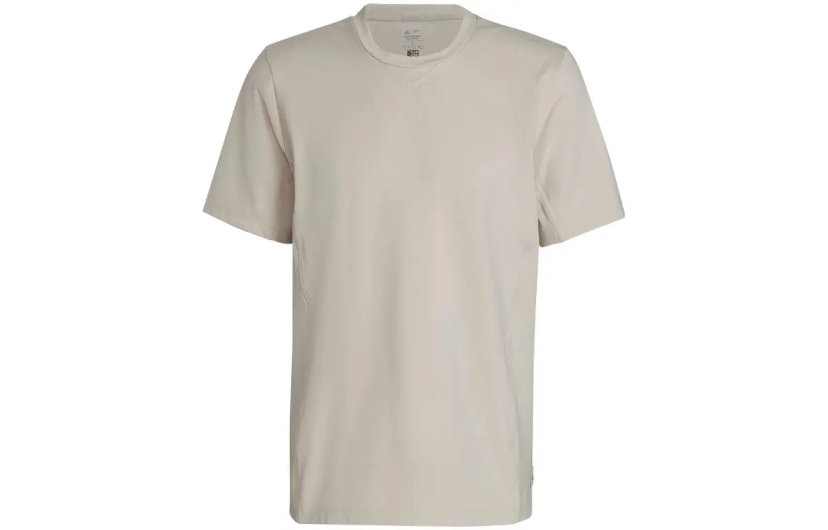 Adidas T-Shirts Men's Beige Crew Neck Moderate Straight Fit