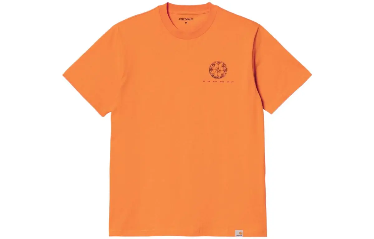 Carhartt WIP T-Shirts Men's Orange Crew Neck Moderate Straight Fit