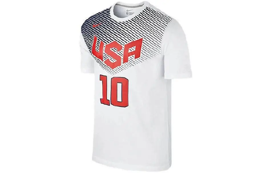 Nike T-Shirts Men's White Crew Neck Moderate Straight Fit