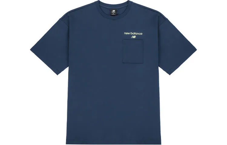 New Balance T-Shirts Men's Blue Crew Neck Moderate Straight Fit