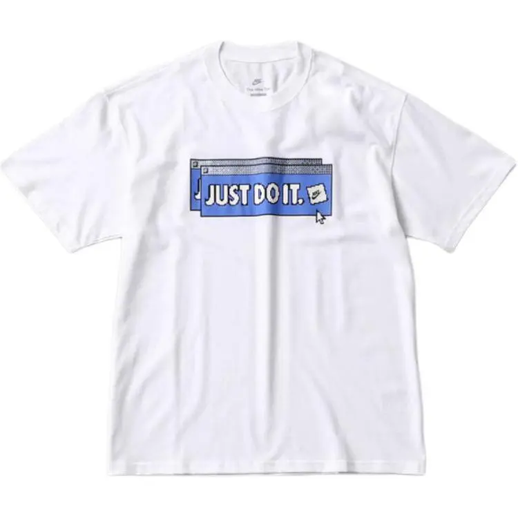 Nike T-Shirts Men's White Crew Neck Moderate Straight Fit