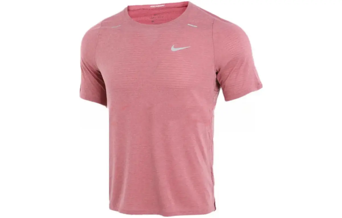 Nike T-Shirts Men's Pink Crew Neck Moderate Straight Fit