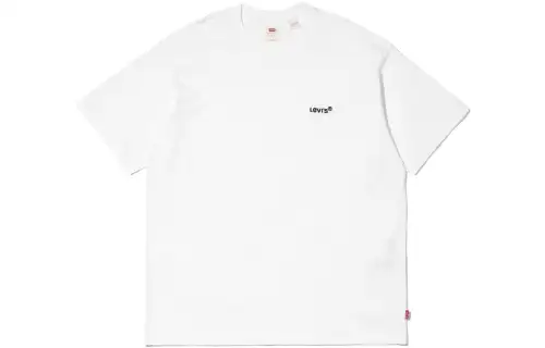 Levis T Shirts Unisex White Crew Neck Moderate Straight Fit