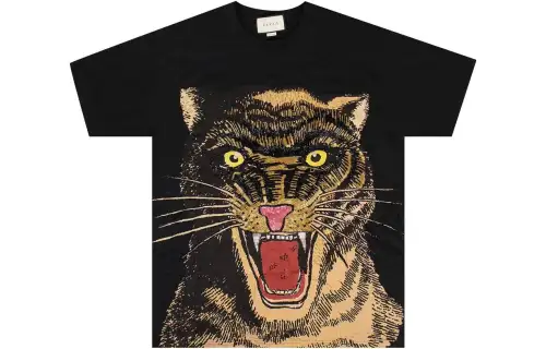 GUCCI T Shirts Men's Black Crew Neck Moderate Straight Fit