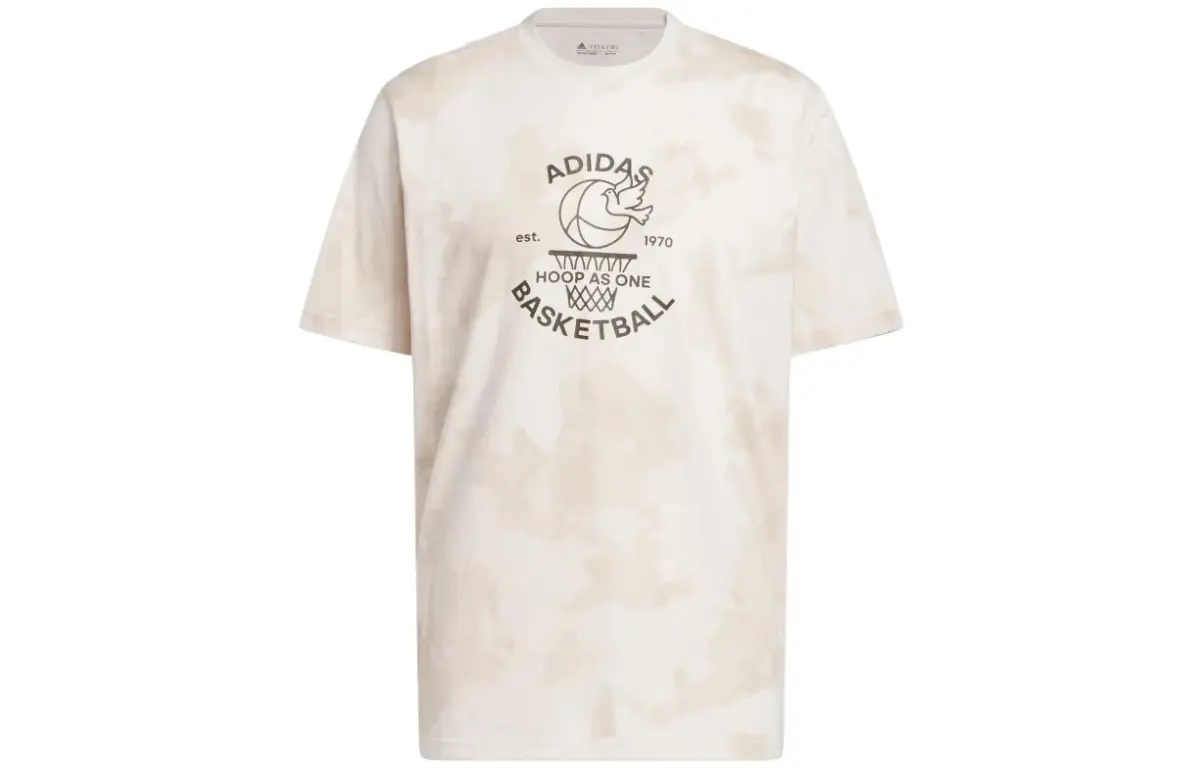 Adidas T-Shirts Men's Beige Crew Neck Moderate Straight Fit
