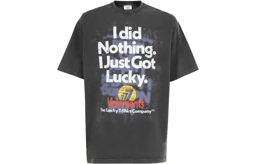 Vetements T Shirts Men's Gray Crew Neck Moderate Straight Fit