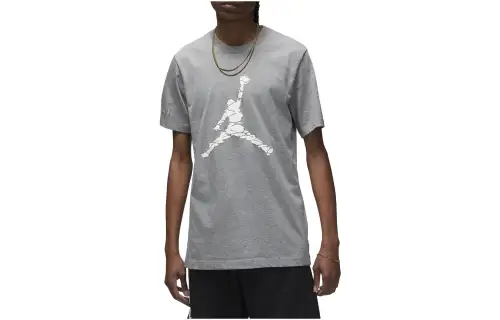 Jordan T Shirts Men's Gray White Crew Neck Moderate Straight Fit