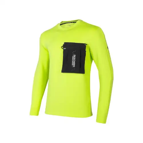 Skechers T Shirts Men's Bright Green Crew Neck Moderate Straight Fit