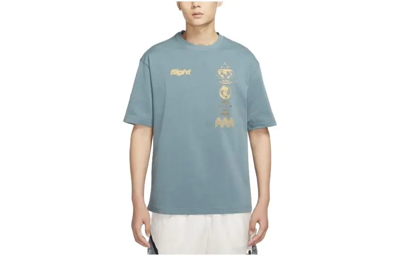Jordan T-Shirts Men's Mineral Slate Blue Crew Neck Moderate Straight Fit