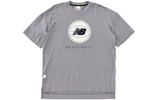 New Balance T Shirts Men's Gray Crew Neck Moderate Straight Fit