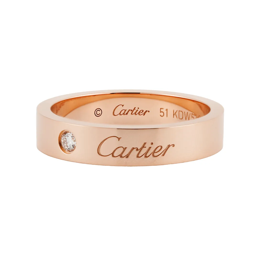 CARTIER C DE CARTIER 18K Gold Diamond Rings Unisex Rose Gold