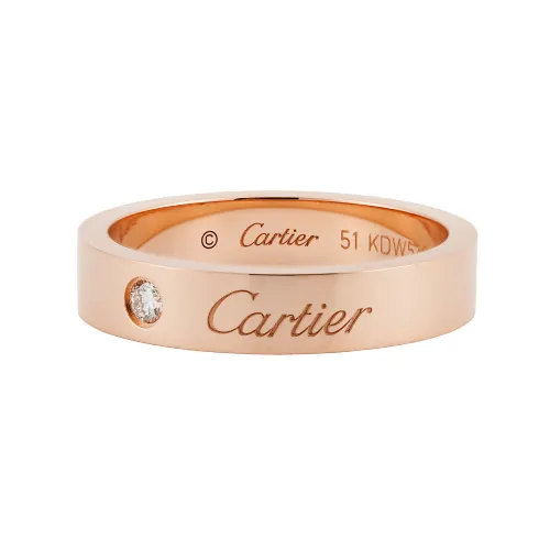 CARTIER C DE CARTIER 18K Gold Diamond Rings Unisex Rose Gold