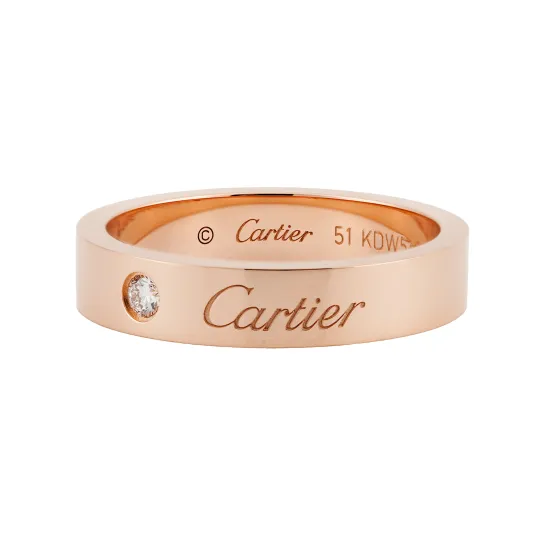 CARTIER C DE CARTIER 18K Gold Diamond Rings Unisex Rose Gold