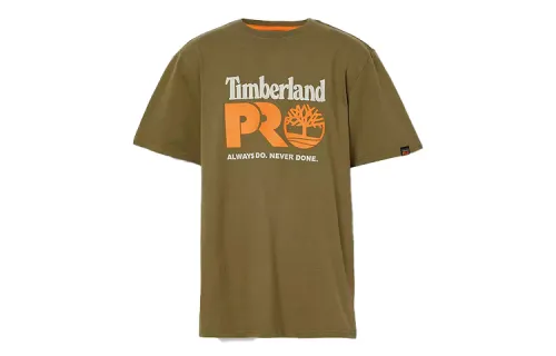 Timberland T Shirts Men's Olive Crew Neck Moderate Straight Fit
