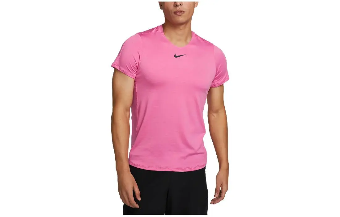 Nike T-Shirts Men's Dark Pink Crew Neck Moderate