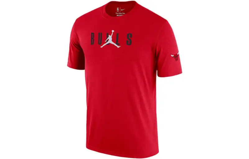 Jordan Air T Shirts Men's Red Crew Neck Moderate Straight Fit