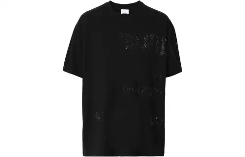 Burberry T Shirts Men's Black Crew Neck Moderate Straight Fit