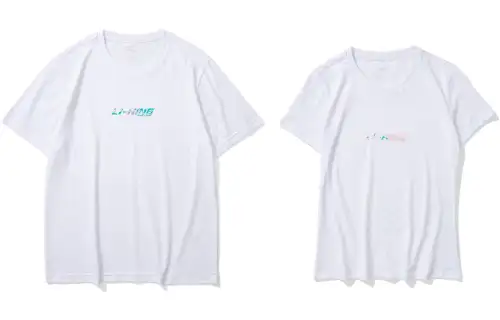 Li Ning T Shirts Unisex 2 Pack White Crew Neck Moderate Straight Fit