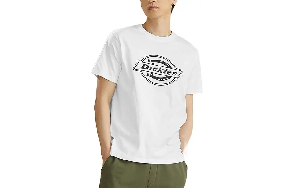 Dickies T Shirts Men's White Crew Neck Moderate Straight Fit