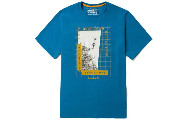 Timberland T Shirts Unisex Belize Sea Blue Crew Neck Moderate Straight Fit