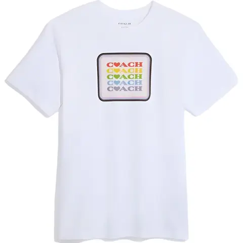 COACH T-Shirts Men's White Crew Neck Moderate