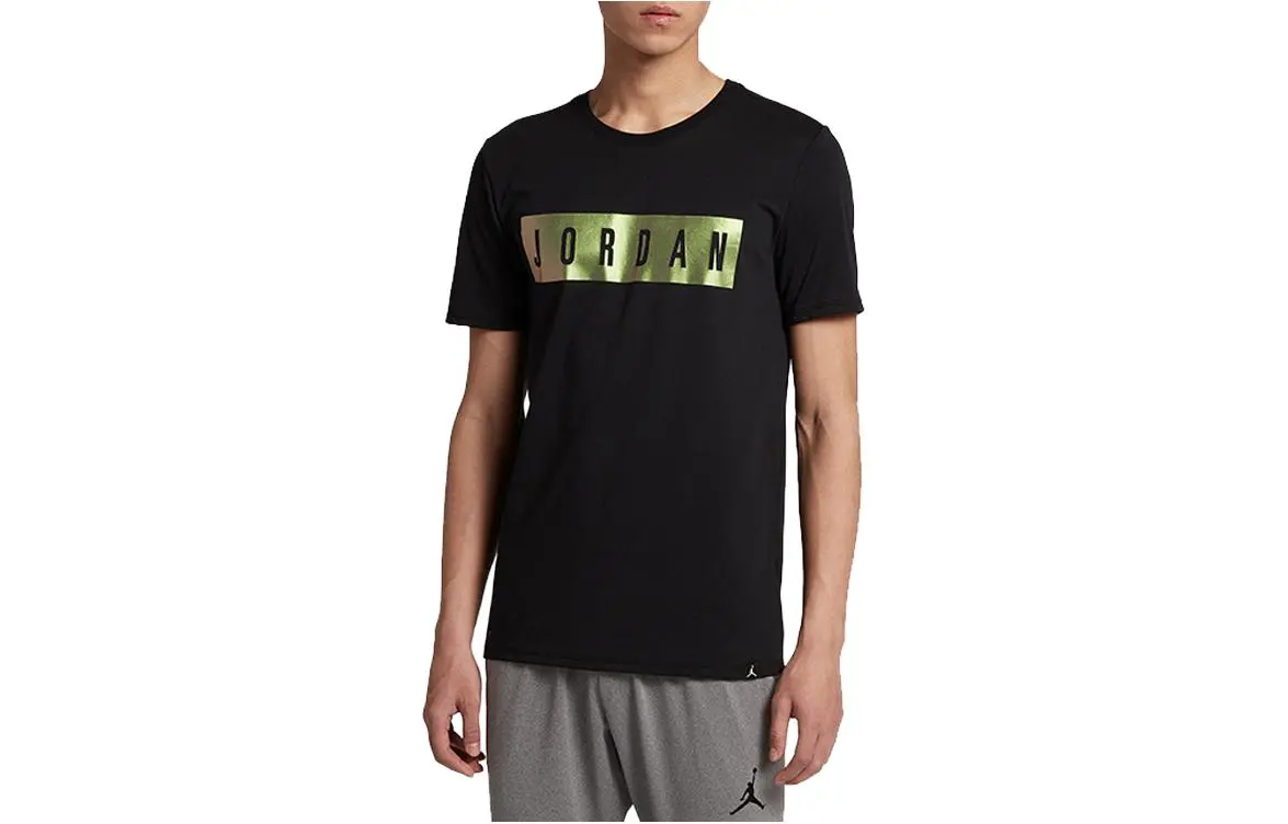 Jordan T-Shirts Men's Black Crew Neck Moderate Straight Fit