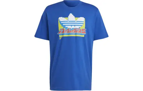 Adidas Originals T Shirts Men's Blue Crew Neck Moderate Straight Fit