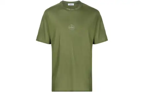 STONE ISLAND T Shirts Men's Green Crew Neck Moderate Straight Fit