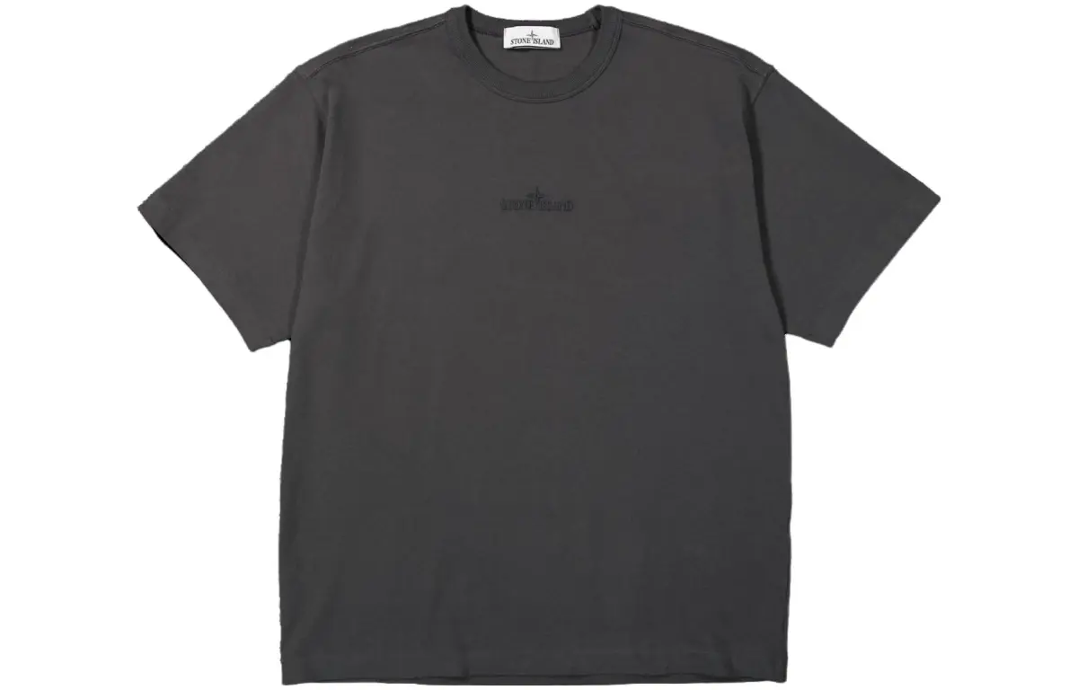 STONE ISLAND T-Shirts Men's Charcoal Gray Crew Neck Moderate